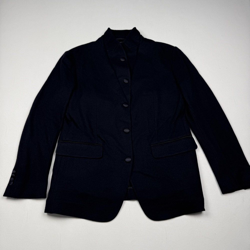 Giorgio Armani Blazer Jacket Womens 42 Blue Cashmere Silk Tuxedo Shawl Italy